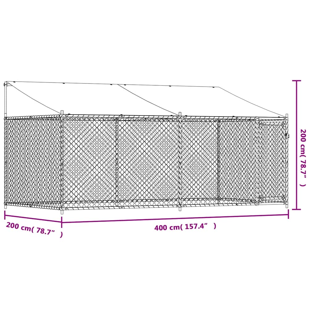 Large Dog Kennel Run Galvanised Steel 4x2x2m | Simpledeals