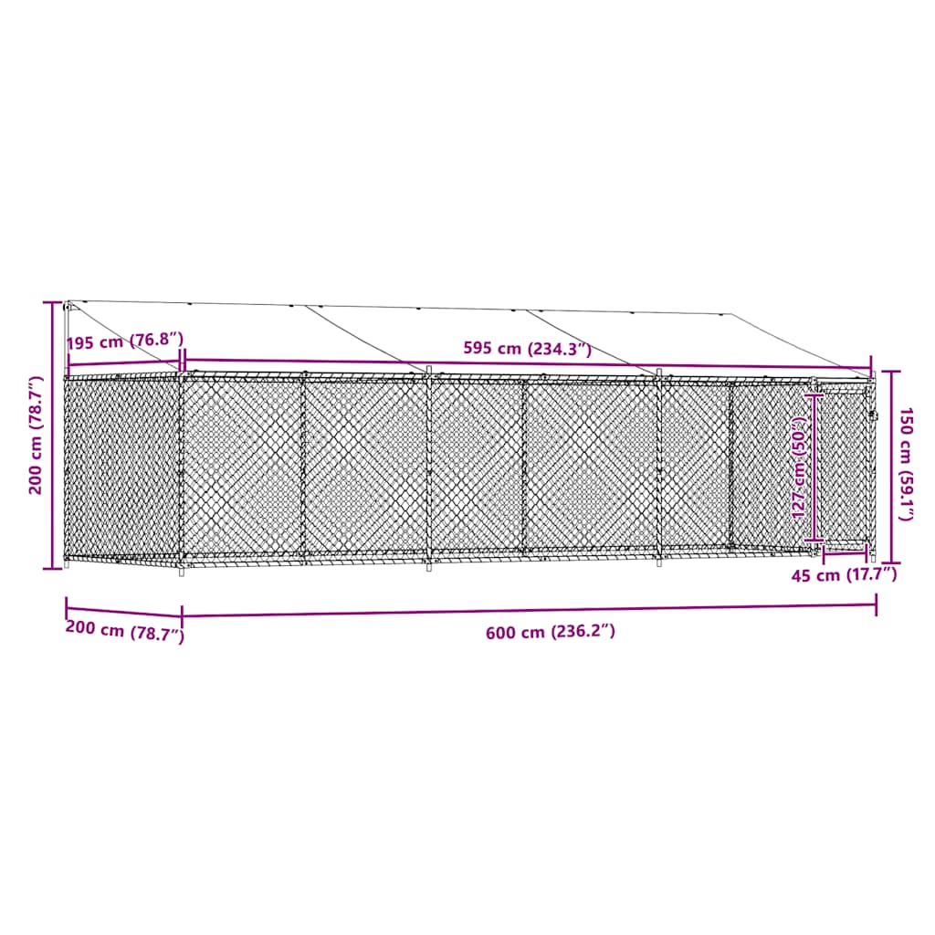 Large Outdoor Dog Kennel Run Galvanised Steel 6x2m | Simpledeals