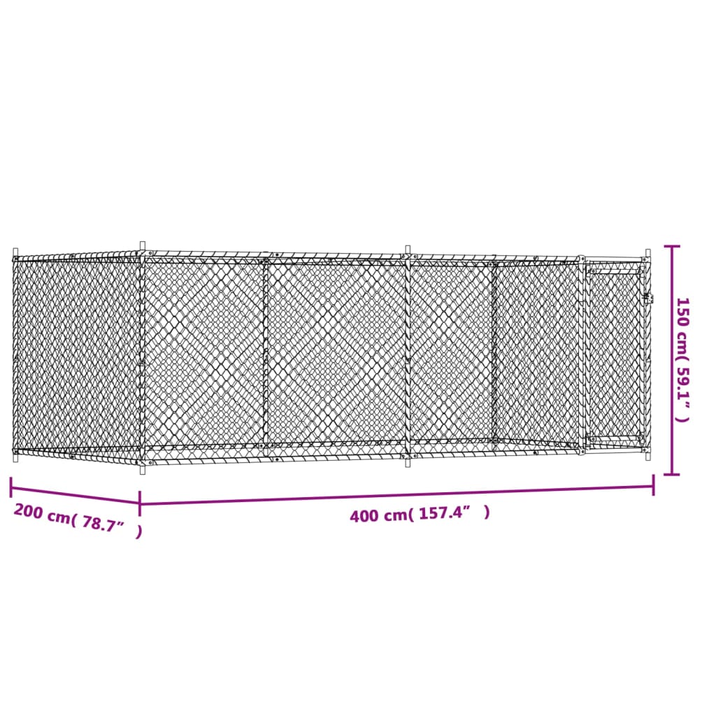 Large Dog Kennel Run Galvanised Steel 4x2m | Simpledeals