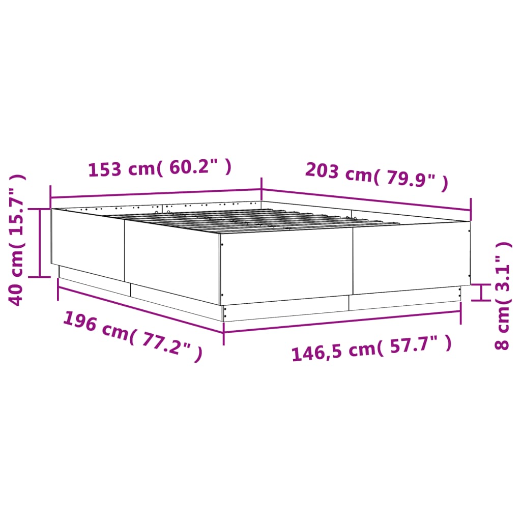 Bed Frame White  Engineered Wood Queen Size