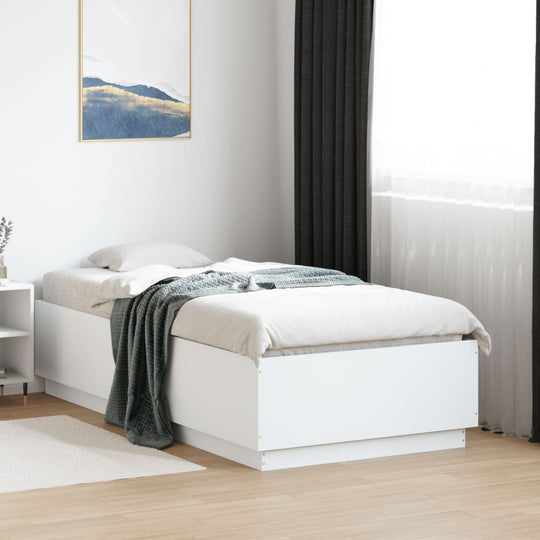 Bed Frame White Engineered Wood Sigle Size