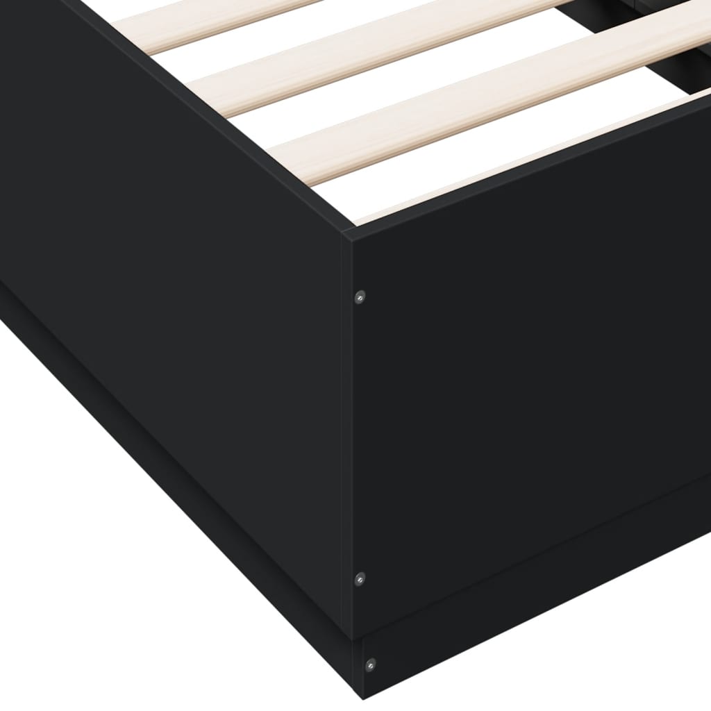 Bed Frame Black Engineered Wood Sigle Size