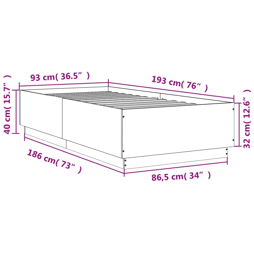 Bed Frame Sonoma Oak Engineered Wood Sigle Size