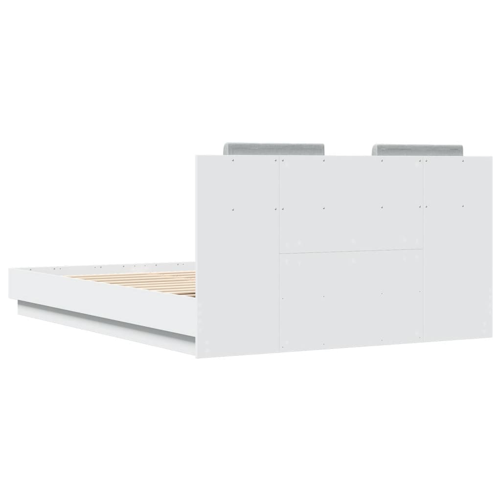 Bed Frame with Headboard White-Engineered Wood Queen