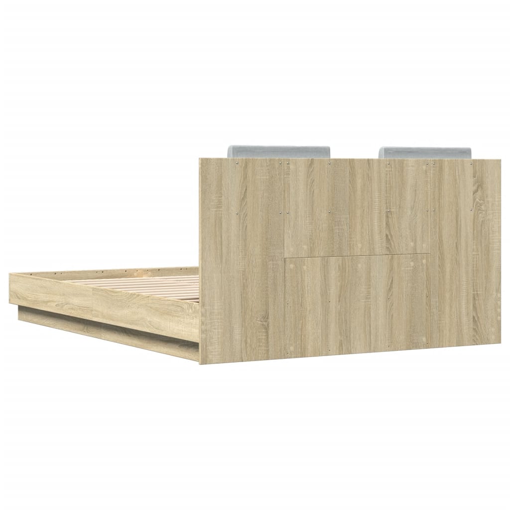 Bed Frame with Headboard Sonoma Oak Queen Size