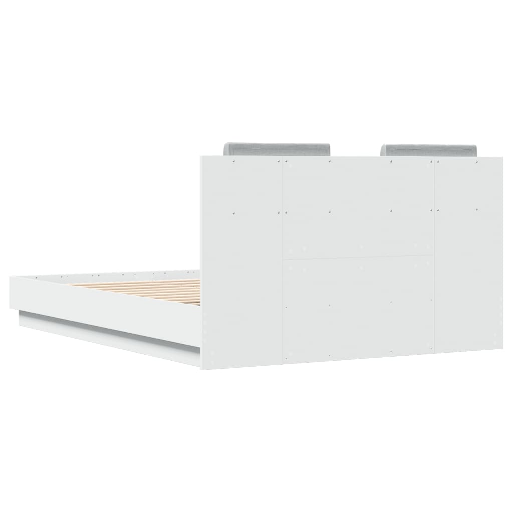 Bed Frame with Headboard White - Engineered Wood Double Size