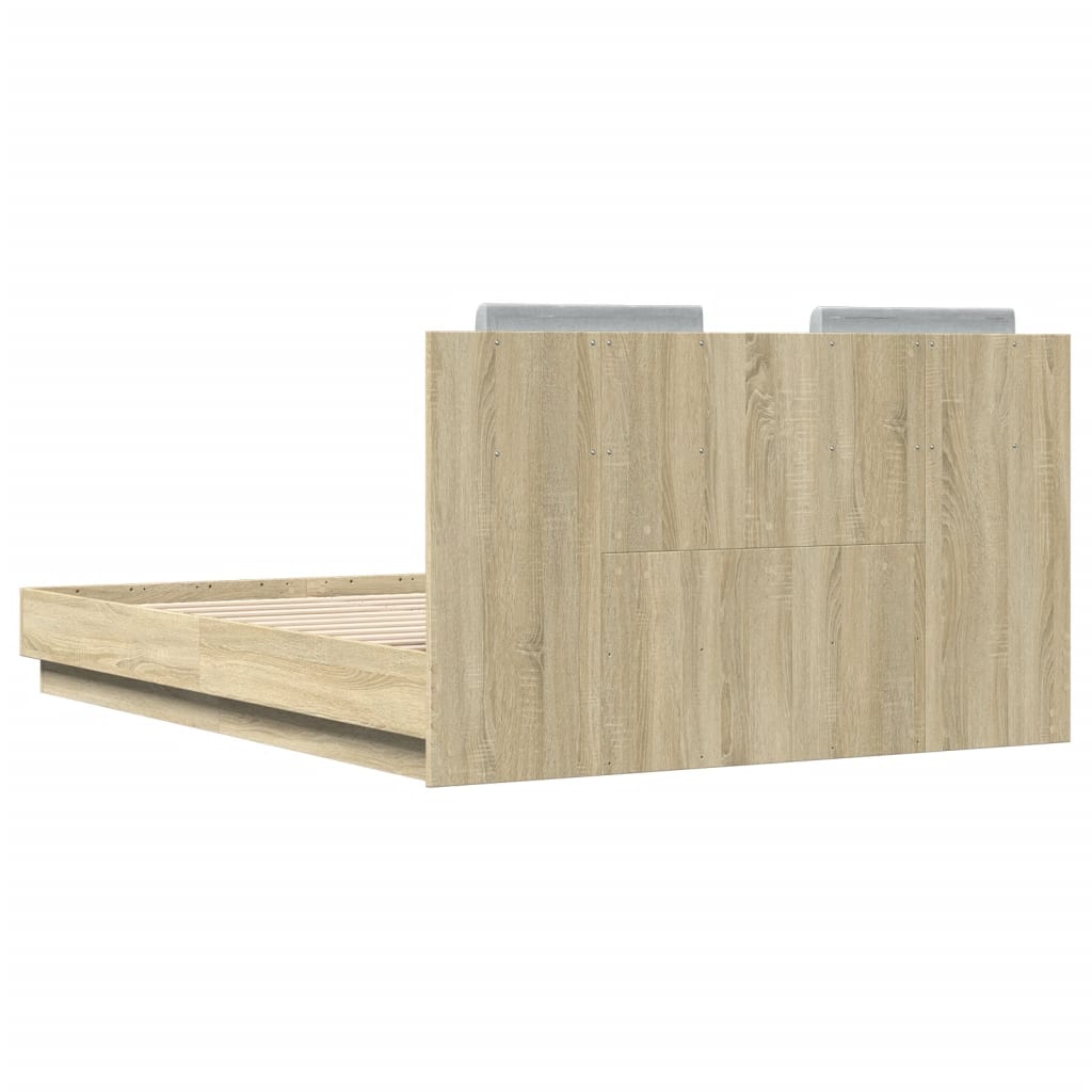 Bed Frame with Headboard Sonoma Oak - Engineered Wood Double Size