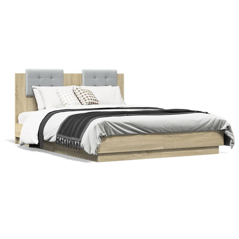 Bed Frame with Headboard Sonoma Oak - Engineered Wood