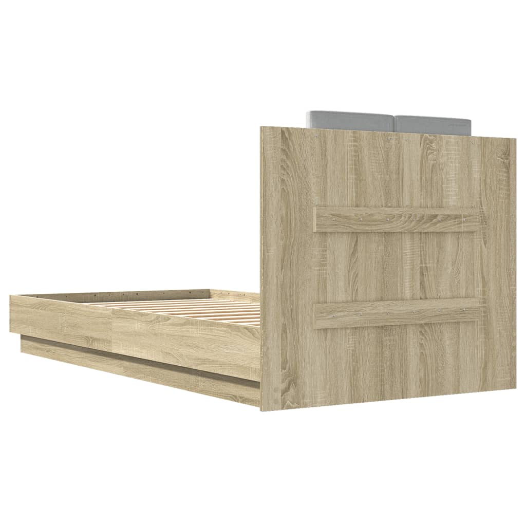 Bed Frame with Headboard Sonoma Oak Engineered - Wood Single Size