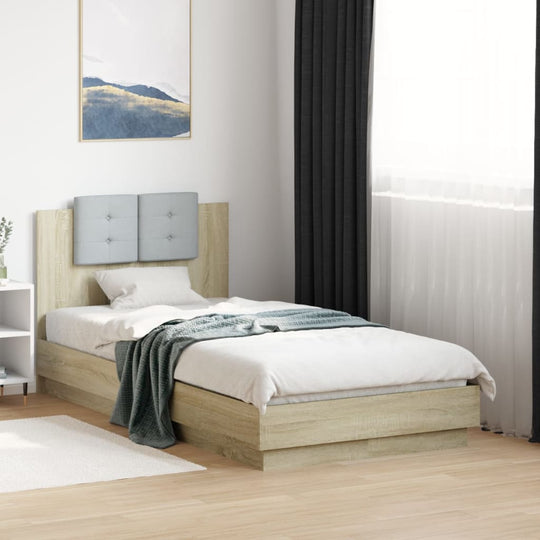 Bed Frame with Headboard Sonoma Oak Engineered - Wood