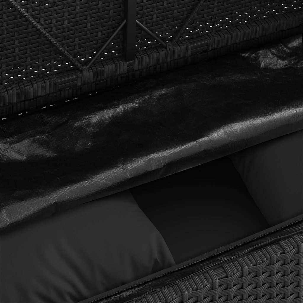 Garden Bench with Cushions-Black Poly Rattan