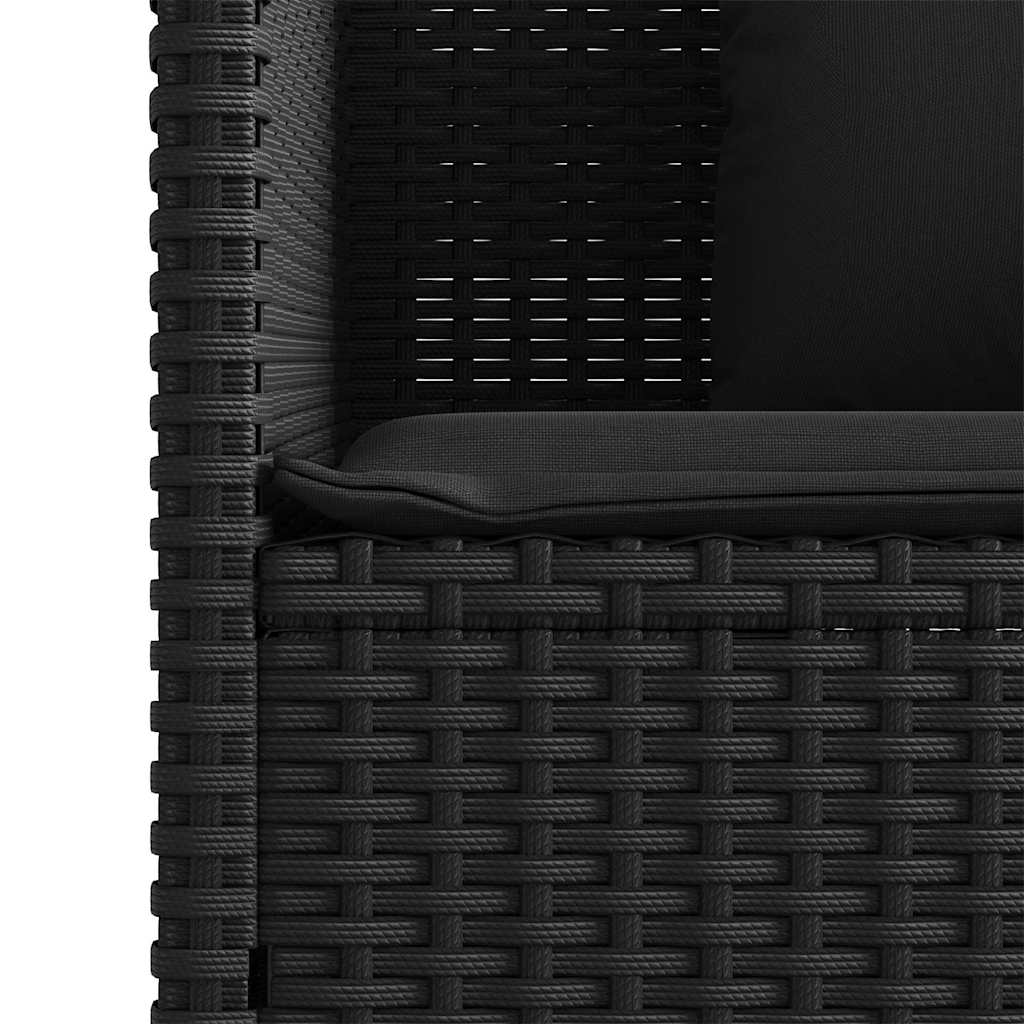 Garden Bench with Cushions-Black Poly Rattan