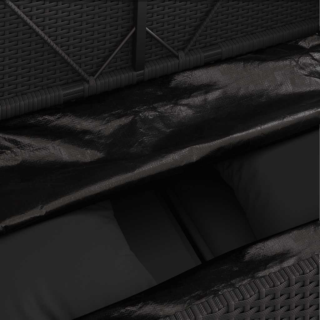 Garden Bench with Cushions Black Poly Rattan, Black colour