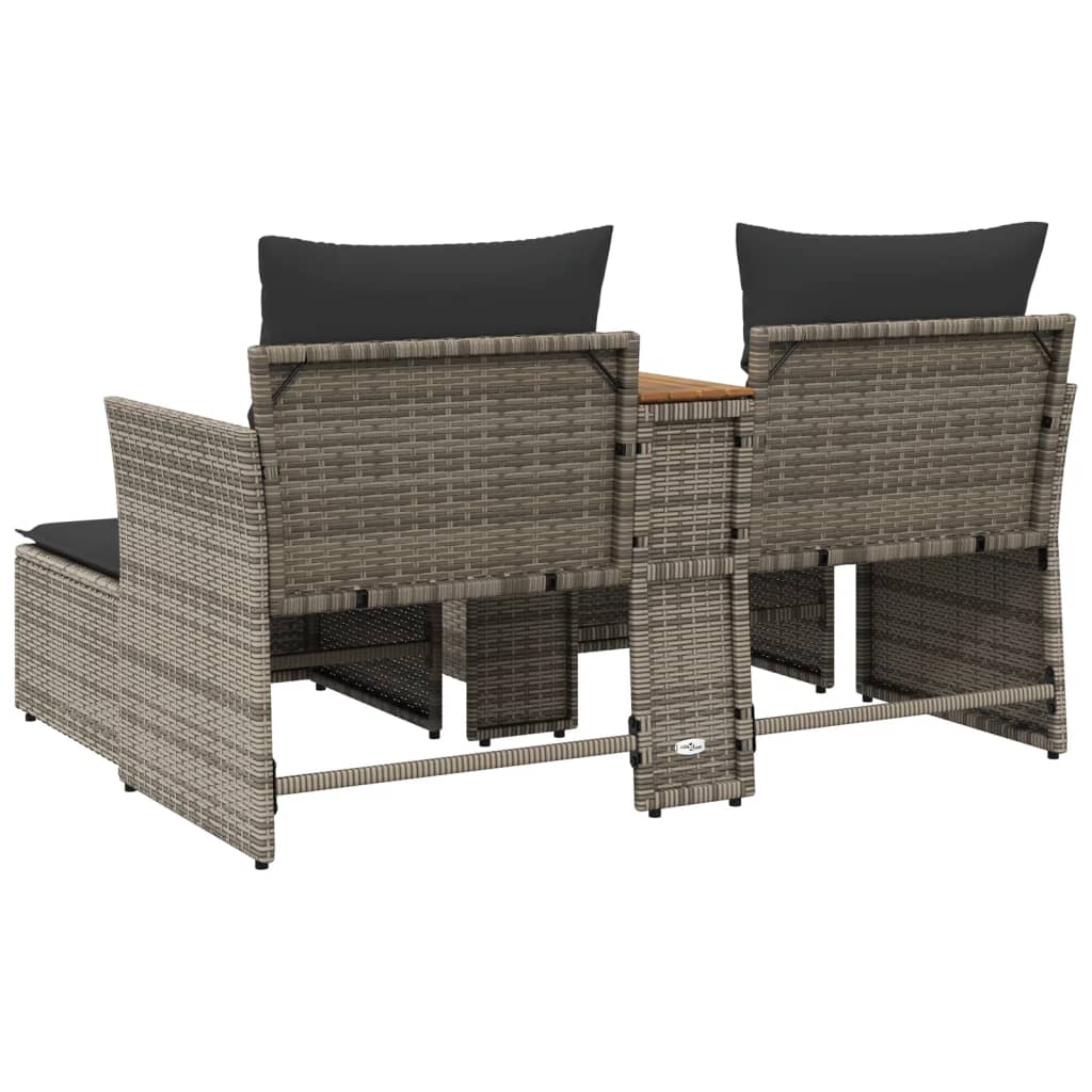 Garden Sofa 2-Seater with Stools Grey Poly Rattan | Outdoor Sofas
