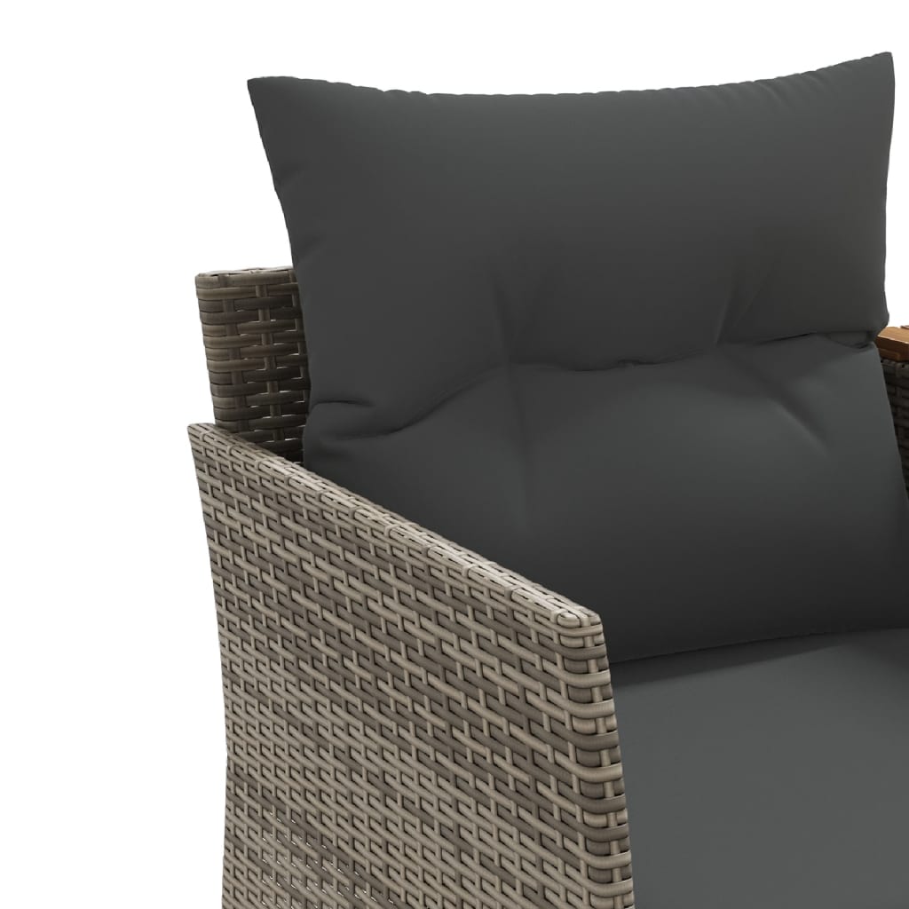 Garden Sofa 2-Seater with Stools Grey Poly Rattan, Outdoor Sofas