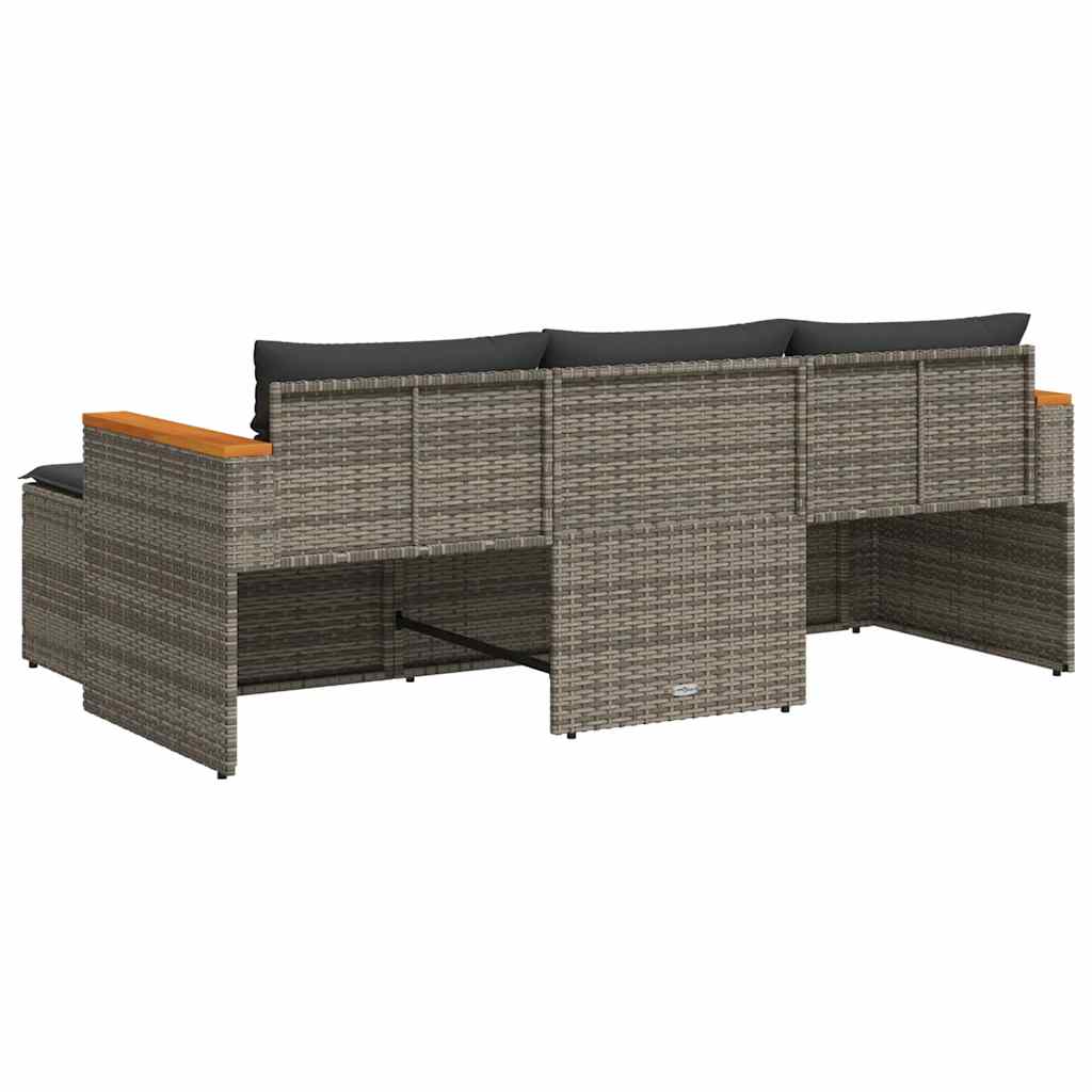3 Piece Garden Sofa Set with Cushions Grey Poly Rattan