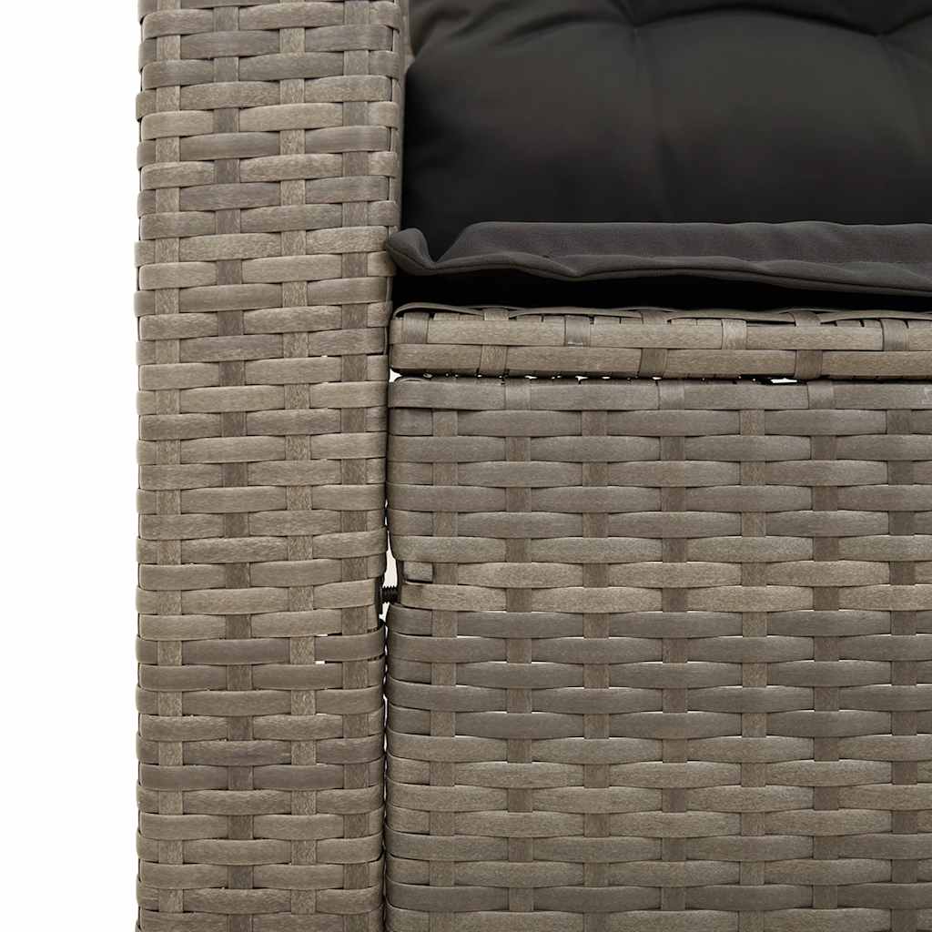 Garden Sofa with Cushions 3-Seater Grey Poly Rattan | Grey colour
