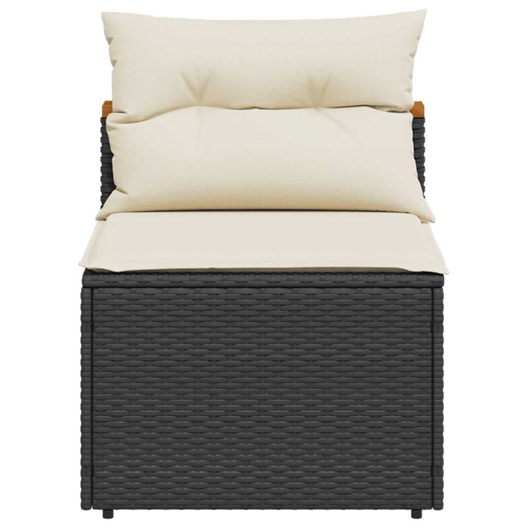 Outdoor Sofas - Garden Sofas Armless with Cushions 2 pcs Black Poly Rattan