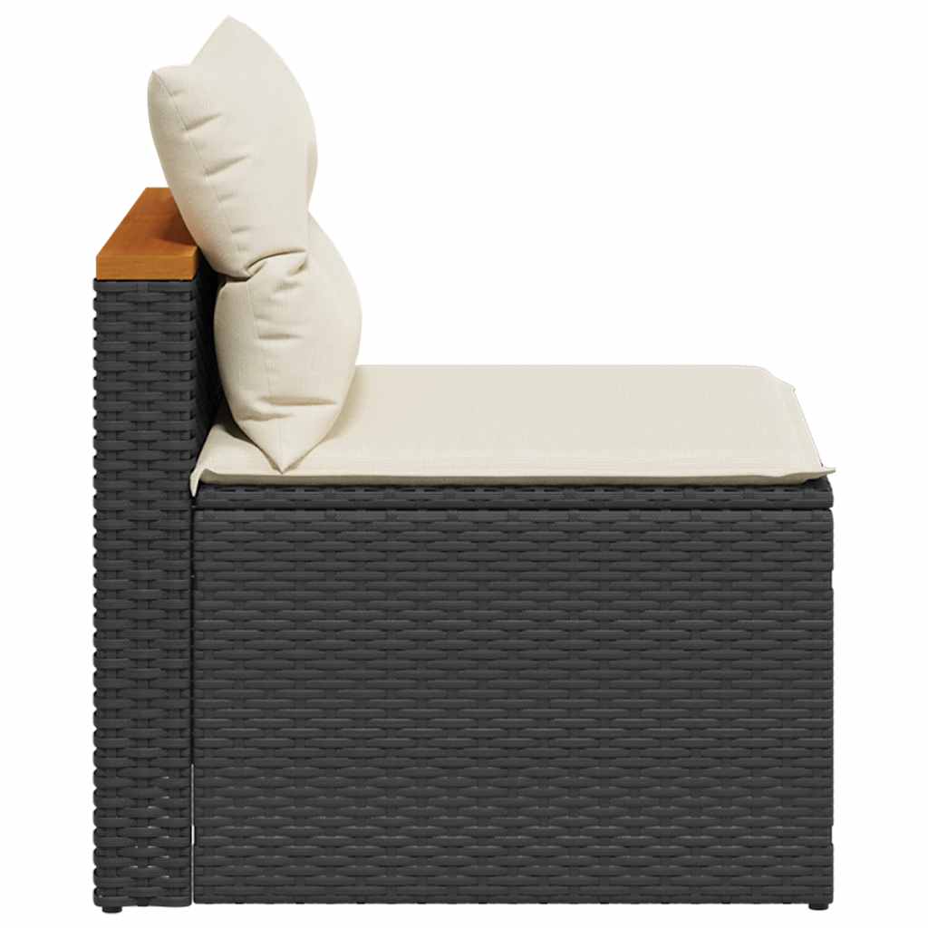 Black colour - Garden Sofas Armless with Cushions 2 pcs Black Poly Rattan