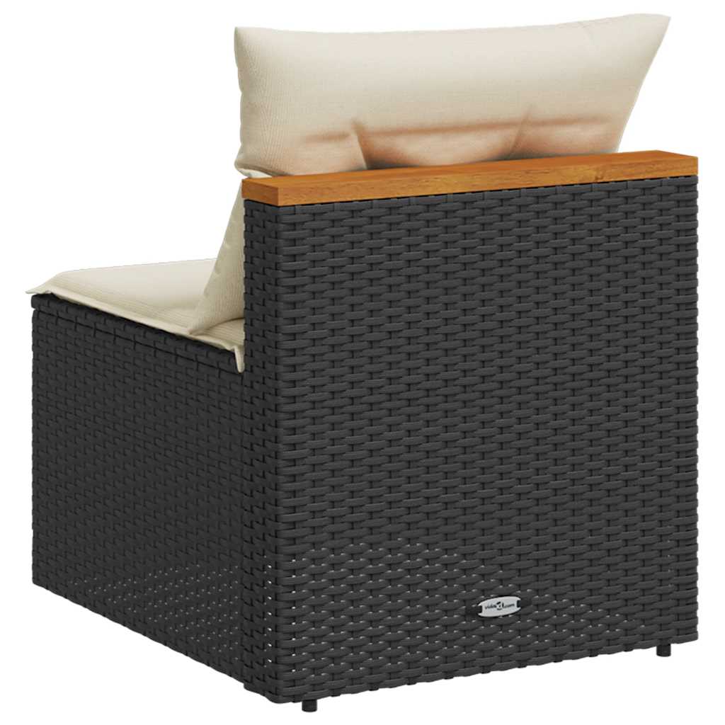 Rattan finish - Garden Sofas Armless with Cushions 2 pcs Black Poly Rattan