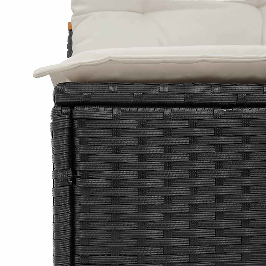 Garden Sofas Armless with Cushions 2 pcs Black Poly Rattan | Outdoor Sofas