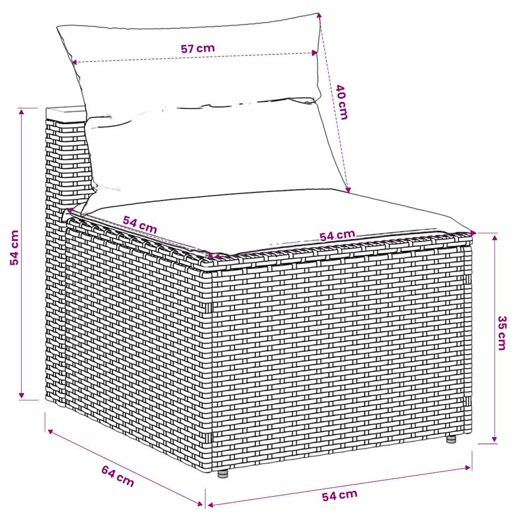 Garden Sofas Armless with Cushions 2 pcs Black Poly Rattan | 2 Pcs