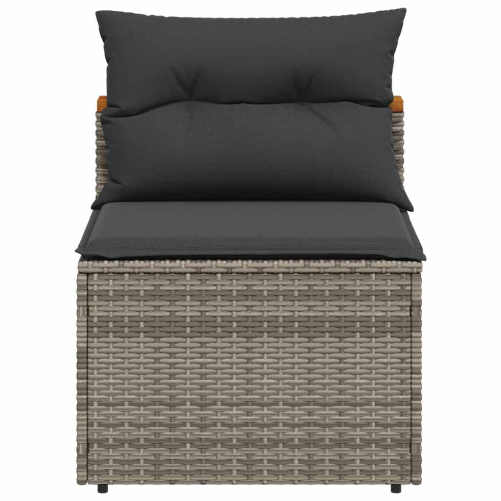 Outdoor Sofas - Garden Sofas Armless with Cushions 2 pcs Grey Poly Rattan