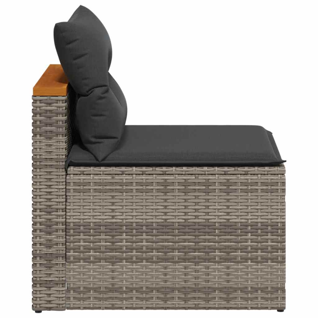Grey colour - Garden Sofas Armless with Cushions 2 pcs Grey Poly Rattan