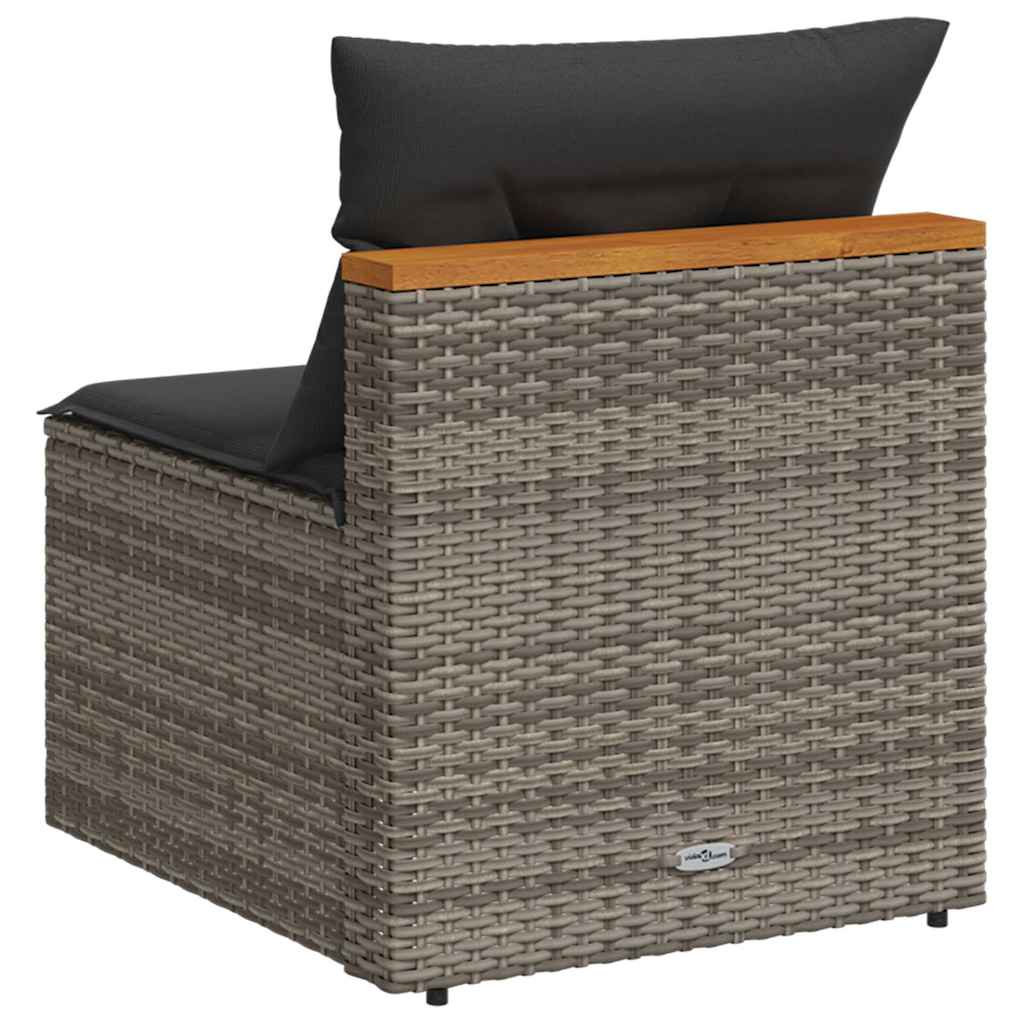 Rattan finish - Garden Sofas Armless with Cushions 2 pcs Grey Poly Rattan