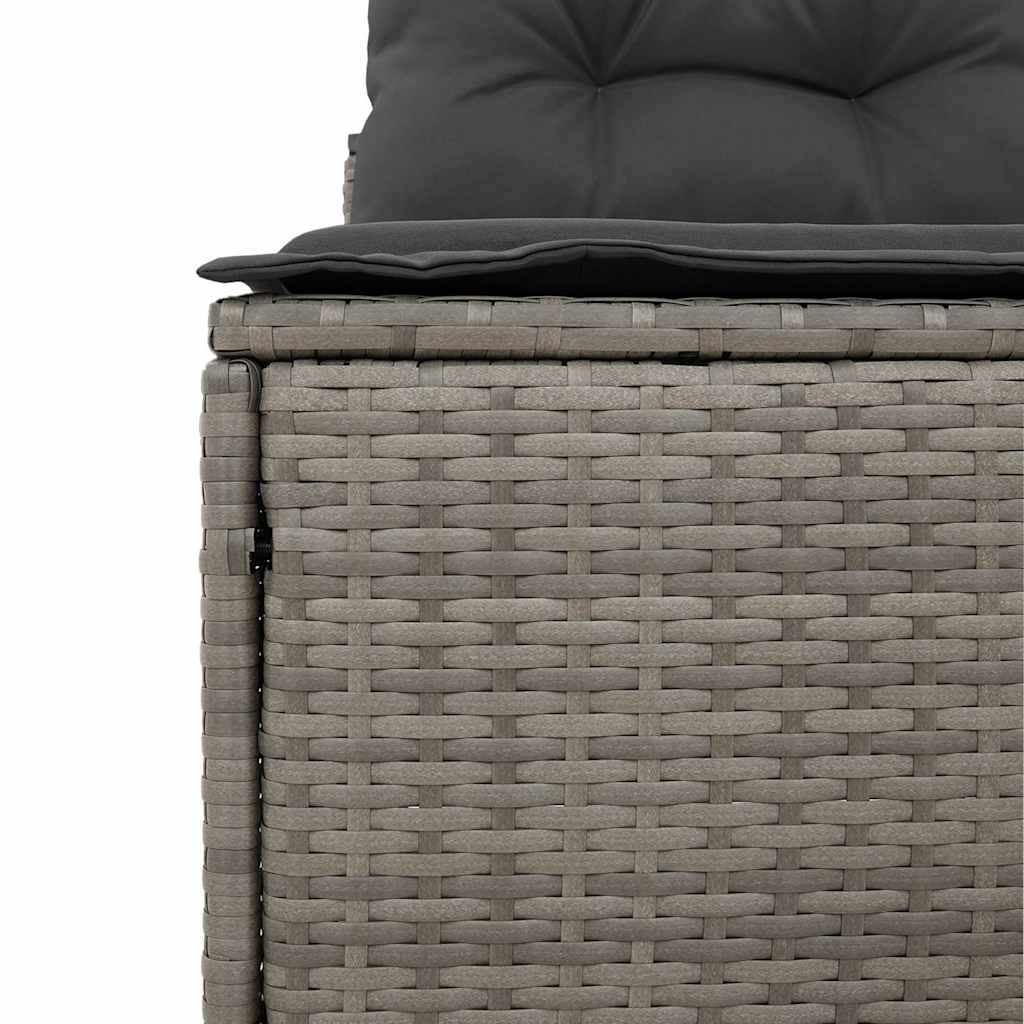 Garden Sofas Armless with Cushions 2 pcs Grey Poly Rattan | Outdoor Sofas