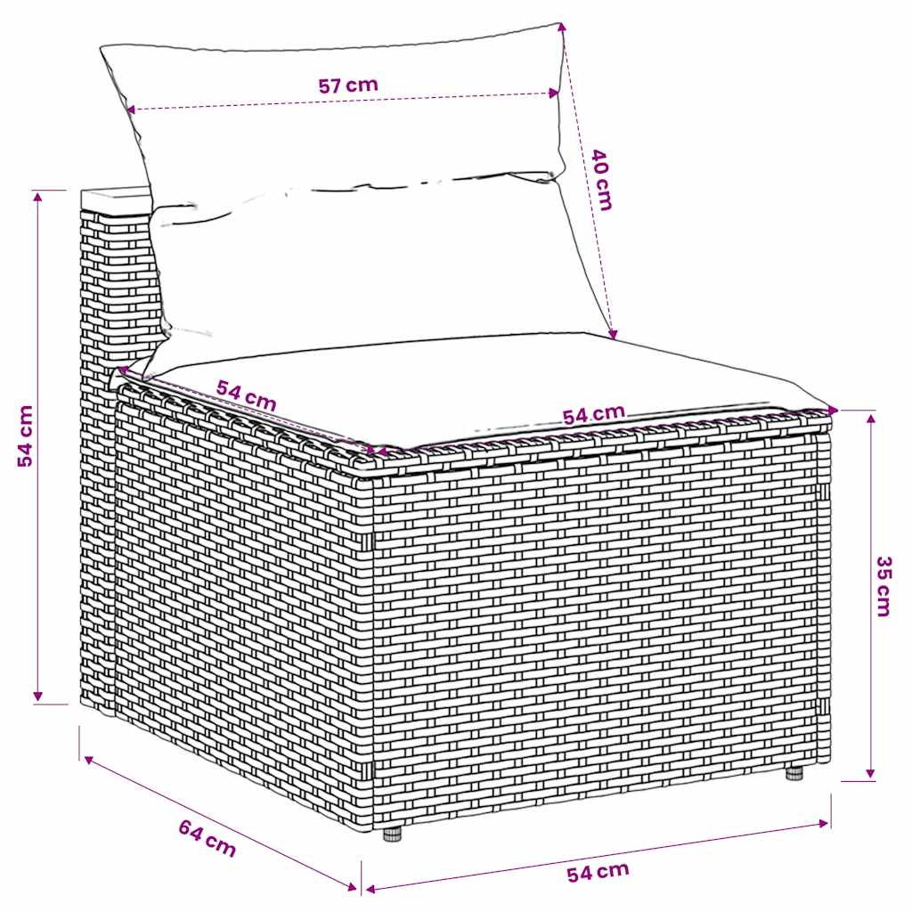 Garden Sofas Armless with Cushions 2 pcs Grey Poly Rattan | 2 Pcs