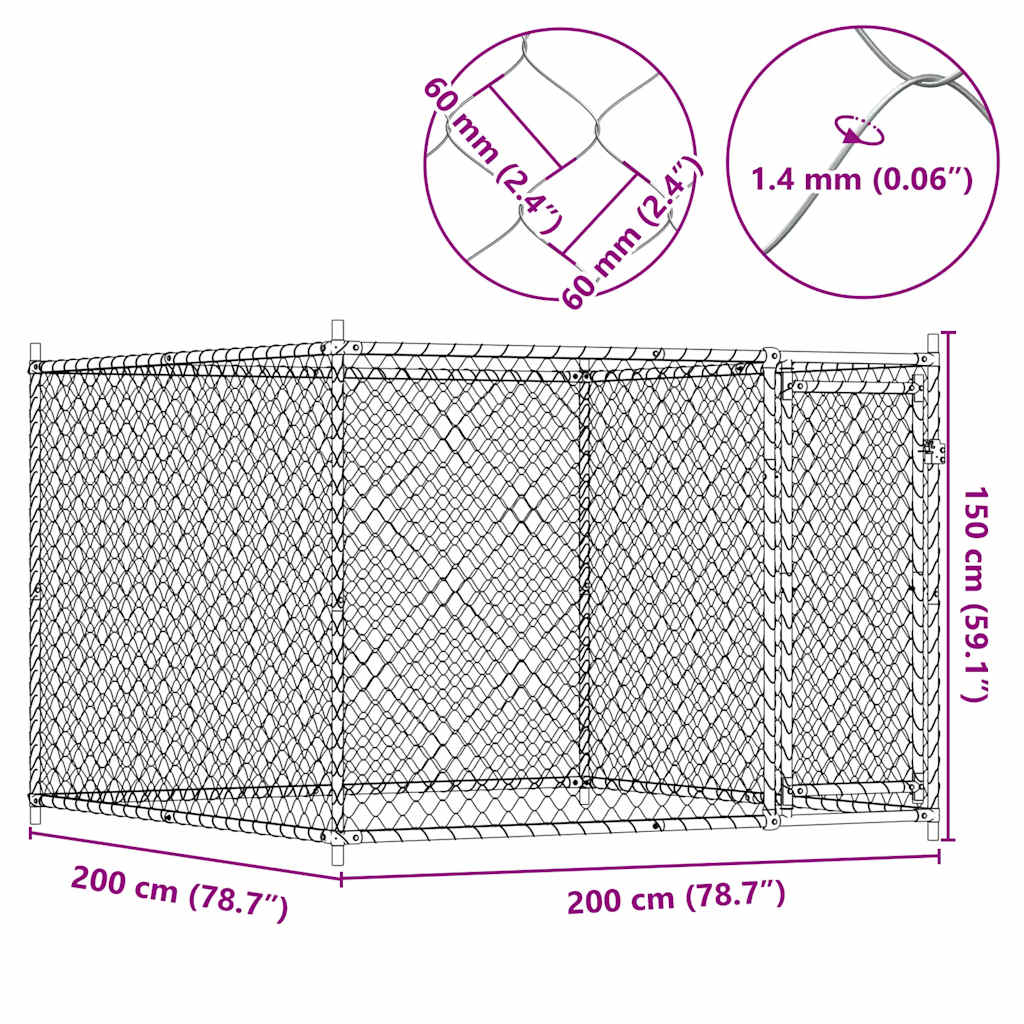 Large Galvanised Steel Dog Cage 2x2x1.5m | Simpledeals