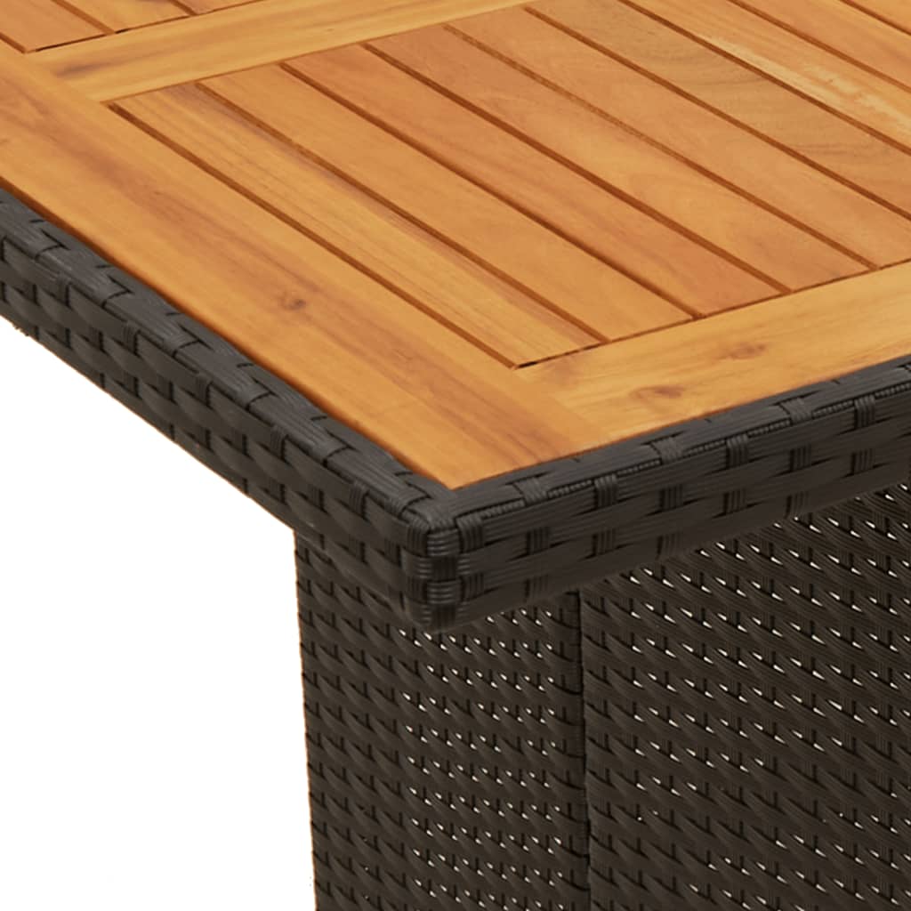 9 Piece Garden Dining Set with Cushions - Black Poly Rattan