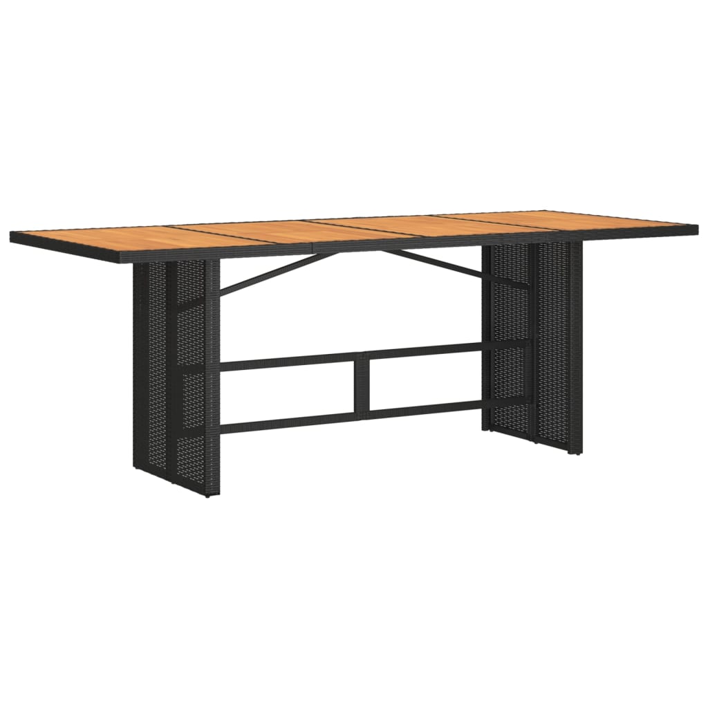 Black colour - Garden Table with Acacia Wood Top Black Poly Rattan
