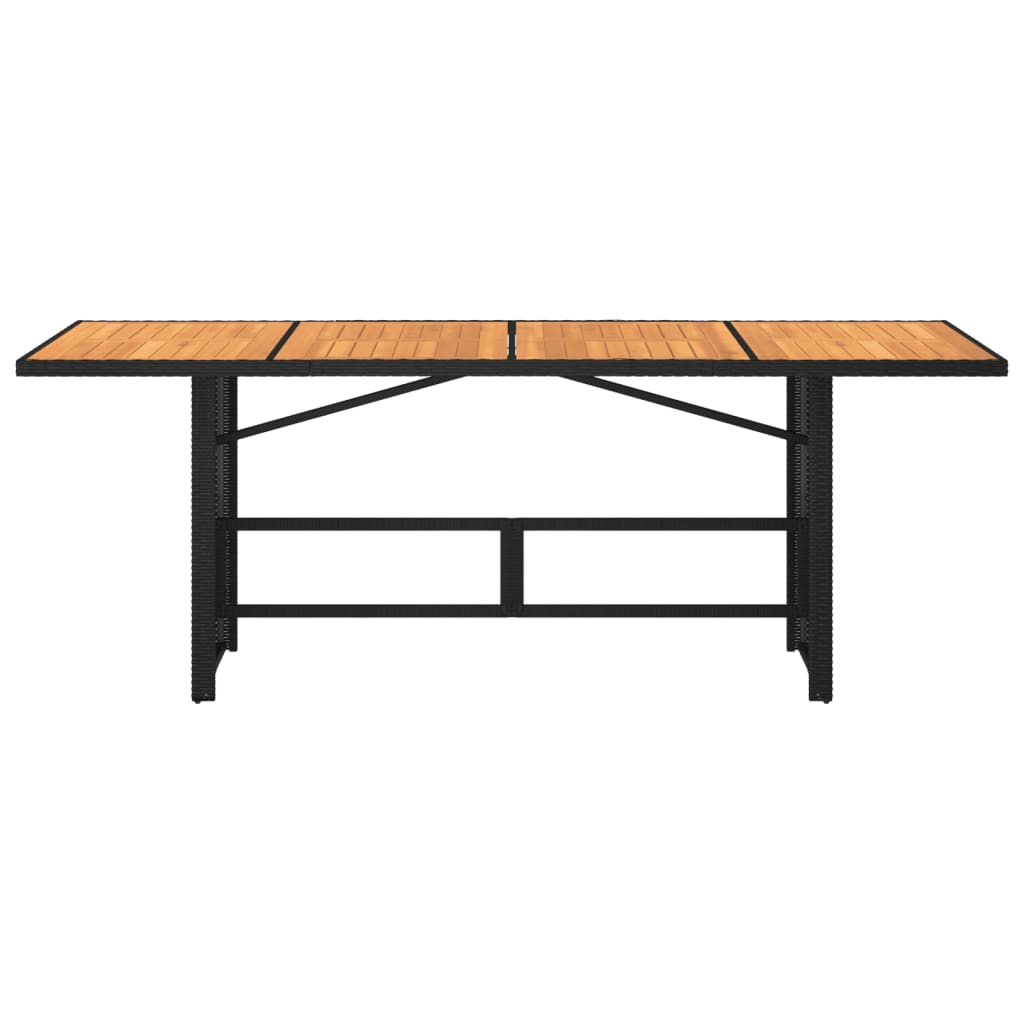 Outdoor Outdoor Tables - Garden Table with Acacia Wood Top Black Poly Rattan