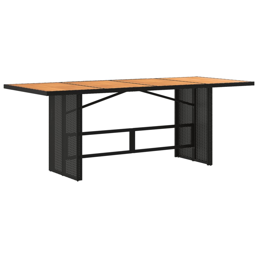 Garden Table with Acacia Wood Top Black Poly Rattan | Outdoor Outdoor Tables