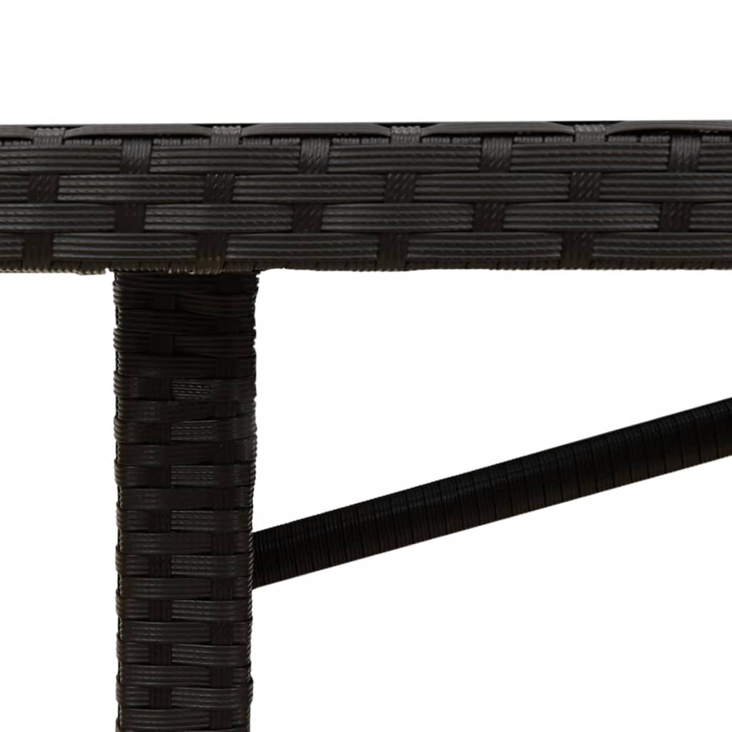 Garden Table with Acacia Wood Top Black Poly Rattan, Black colour