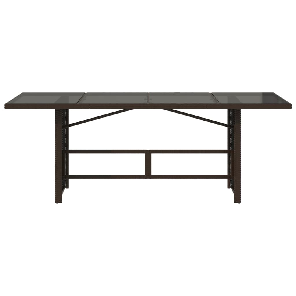 Outdoor Outdoor Tables - Garden Table with Glass Top Brown Poly Rattan