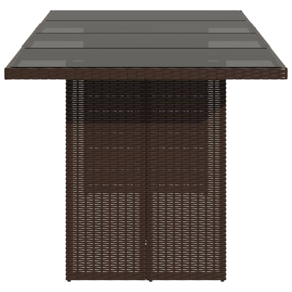 Glass finish - Garden Table with Glass Top Brown Poly Rattan