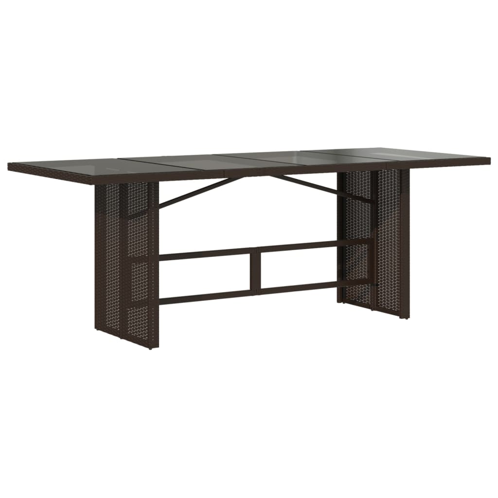 Garden Table with Glass Top Brown Poly Rattan | Outdoor Outdoor Tables