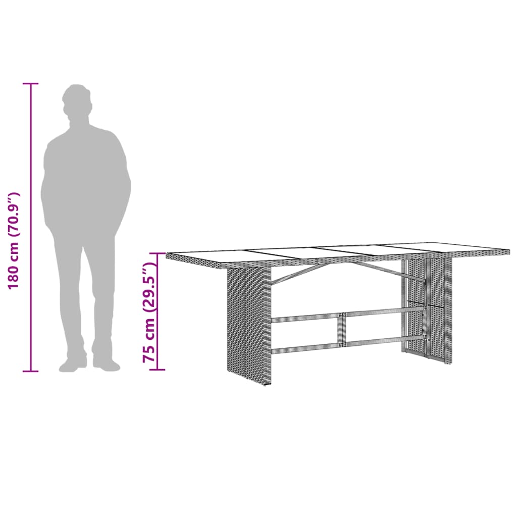 Garden Table with Glass Top Brown Poly Rattan with Outdoor Outdoor Tables