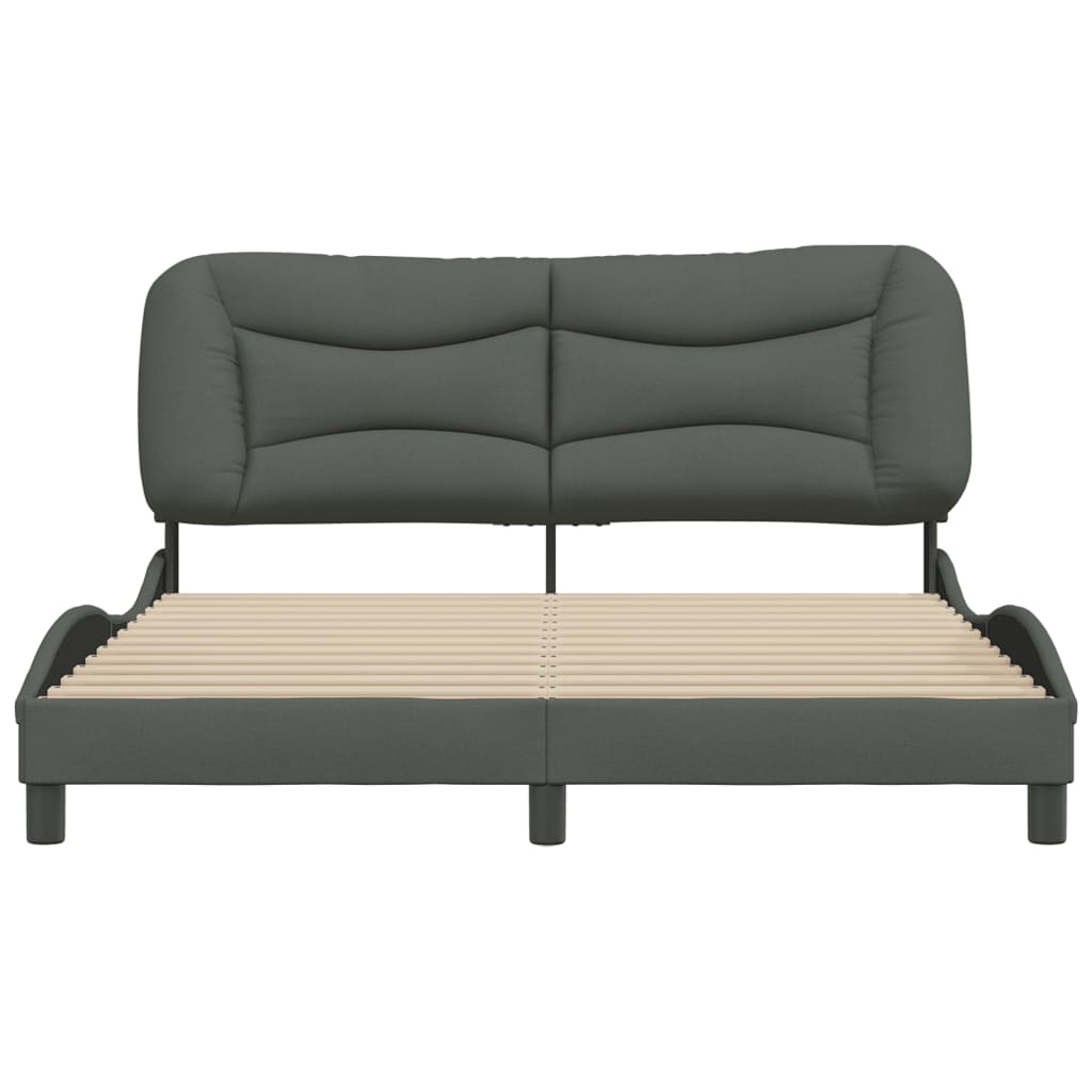 Queen Size Fabric Bed Frame with Headboard Dark Grey\Black