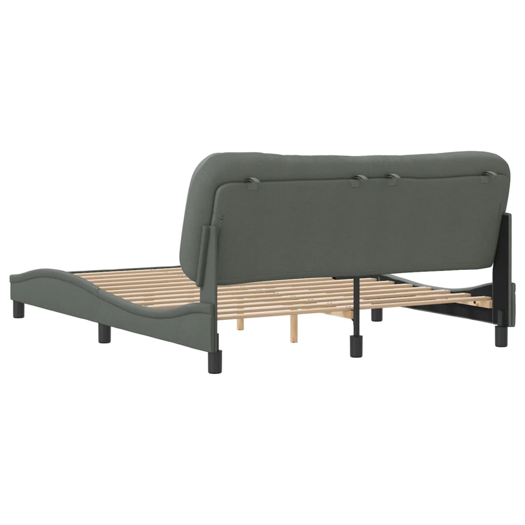 Queen Size Fabric Bed Frame with Headboard Dark Grey\Black