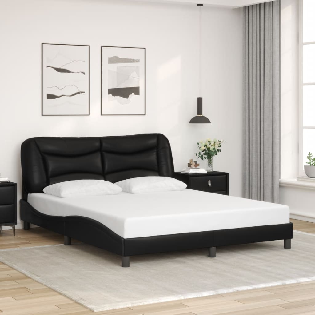Bed Frame with LED Lights Black Queen Size