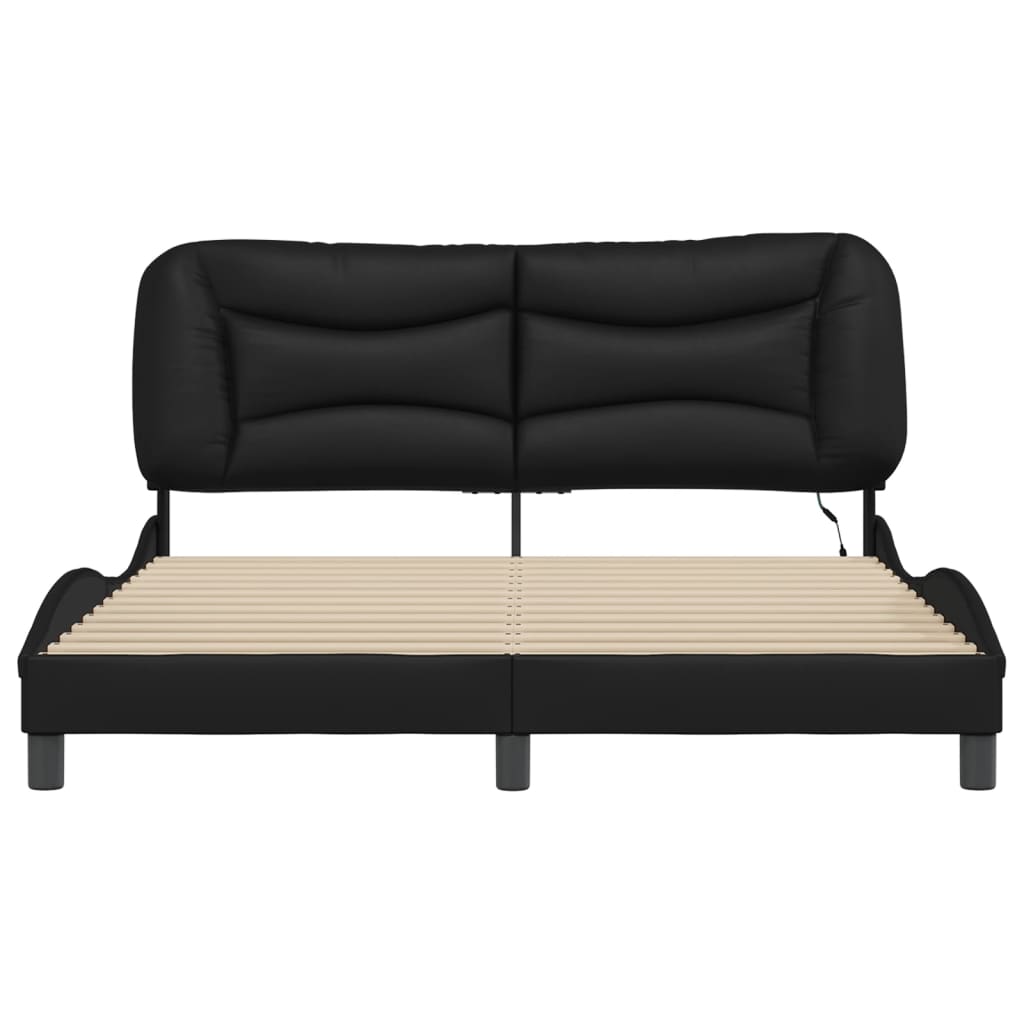 Bed Frame with LED Lights Black Queen Size