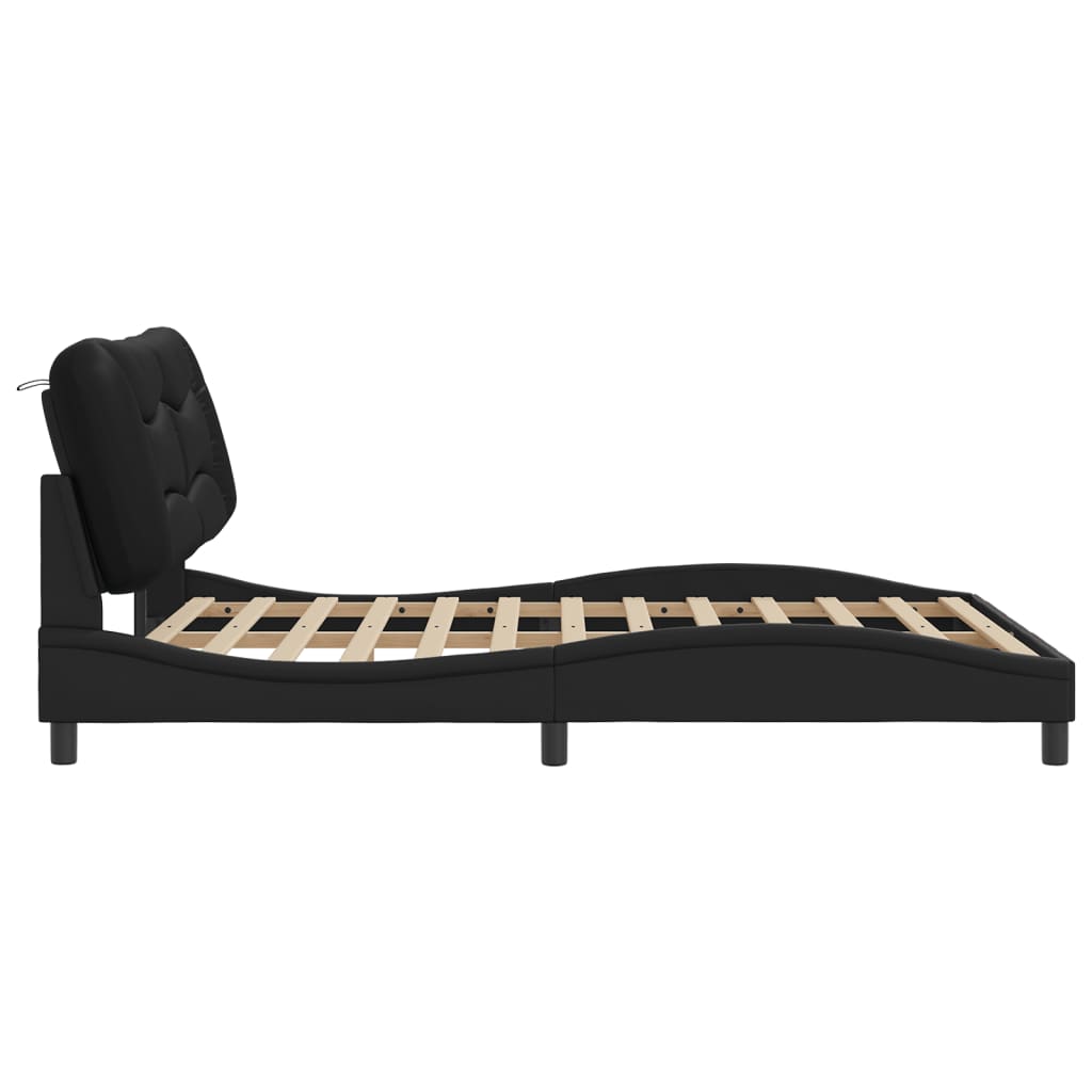 Bed Frame with LED Lights Black Queen Size