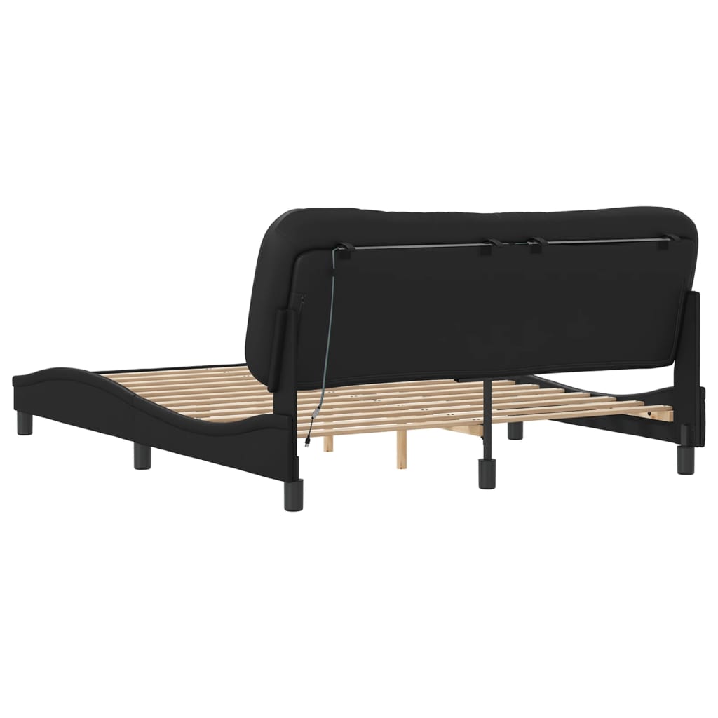 Bed Frame with LED Lights Black Queen Size