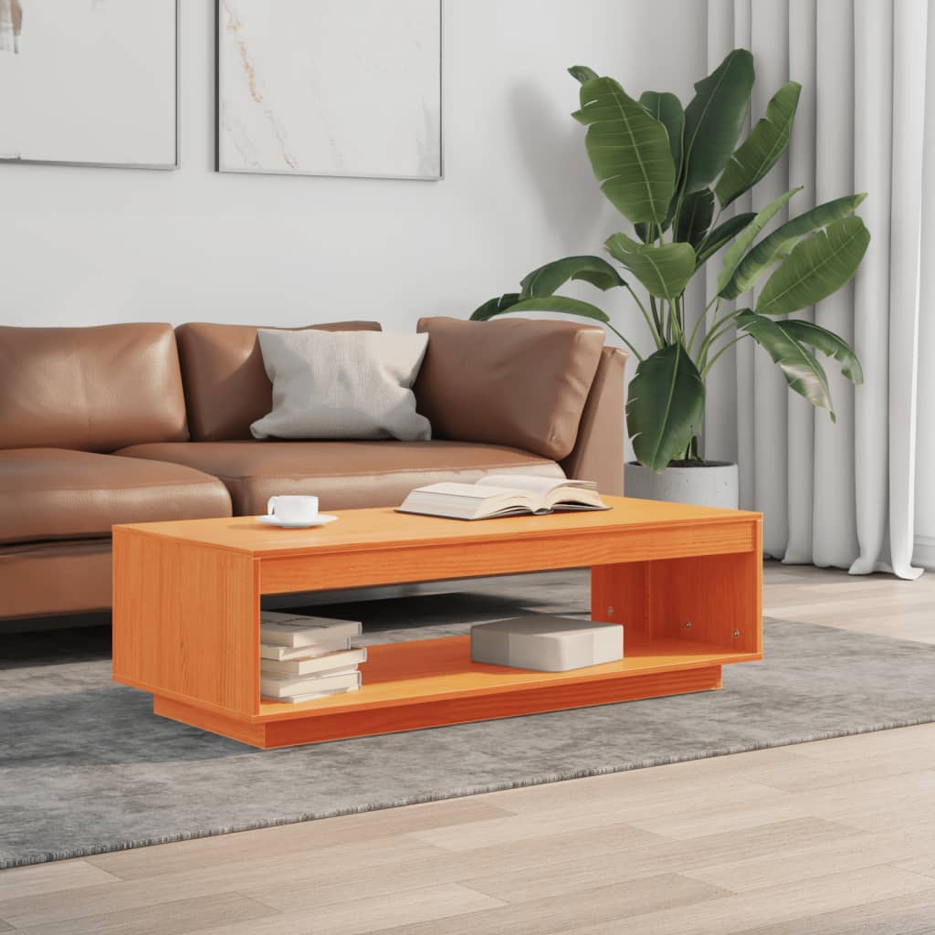 Coffee Table Wax Brown Solid Wood Pine | Wood finish