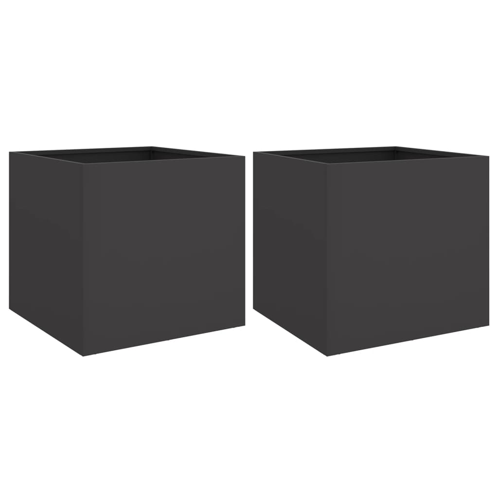 Steel Garden Planters Set of 2 Black 49cm | Simpledeals