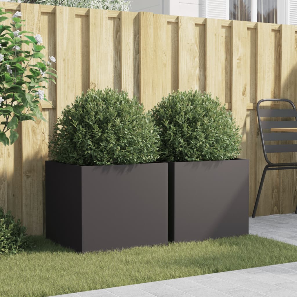 Steel Garden Planters Set of 2 Black 49cm | Simpledeals